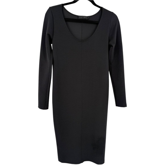 HATCH Black Long Sleeve Scoop Neck Fitted Maternity Dress Size Small Minimalist - Picture 1 of 11